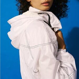 FREE PEOPLE FP Movement - Right As Rain Jacket White with Black Topstitch NWT